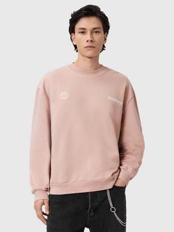 AllSaints Emblem Cotton Sweatshirt, Sunbaked Pink, Sunbaked Pink