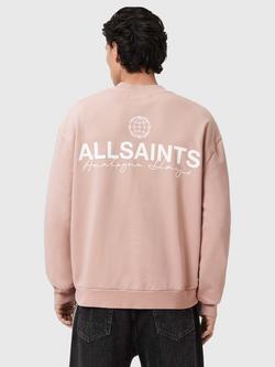 AllSaints Emblem Cotton Sweatshirt, Sunbaked Pink - view 2, Sunbaked Pink