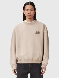 AllSaints Icon Cotton Sweatshirt, Sandstone Brown, Sandstone Brown