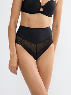 Triumph Comfort Contour Lace High Waist Thong, Black, Black