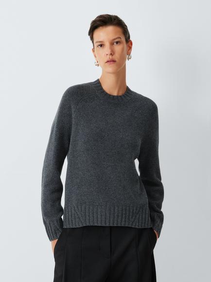 John Lewis Merino Wool Blend Crew Neck Jumper, Charcoal