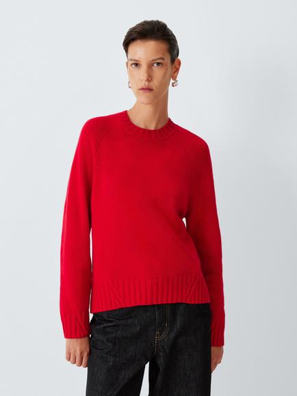 John Lewis Merino Wool Blend Crew Neck Jumper, Red