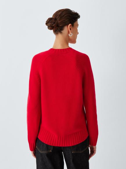 John Lewis Merino Wool Blend Crew Neck Jumper - view 2, Red