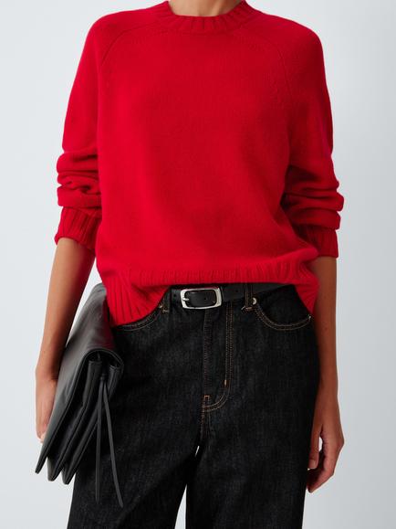 John Lewis Merino Wool Rich with Cashmere Crew Neck Jumper, Red