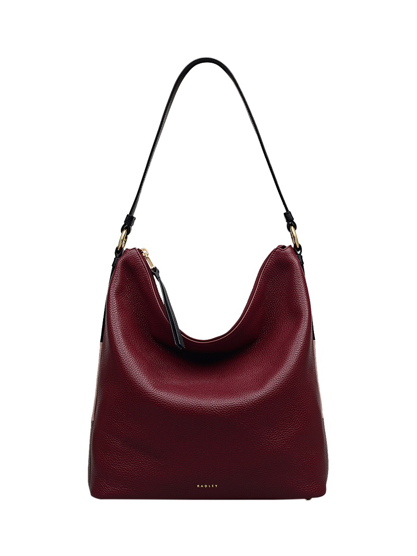 Product image 1 of 6, which shows Radley Waterloo Way Zip Top Leather Medium Shoulder Bag, Merlot, One Size