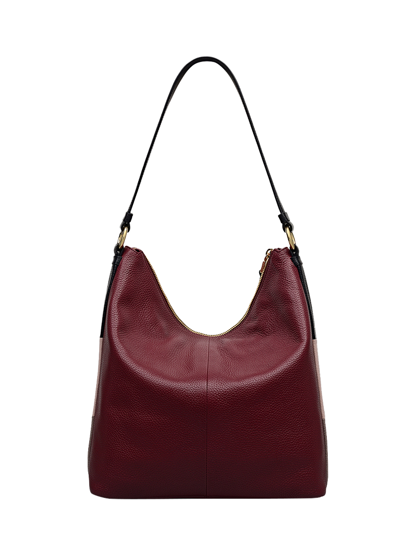 Product image 2 of 6, which shows Radley Waterloo Way Zip Top Leather Medium Shoulder Bag, Merlot, One Size