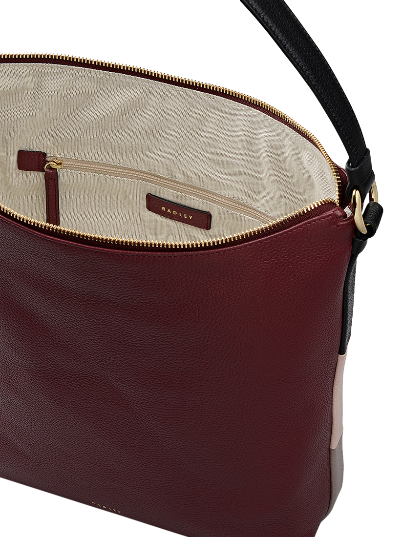 Product image 3 of 6, which shows Radley Waterloo Way Zip Top Leather Medium Shoulder Bag, Merlot, One Size