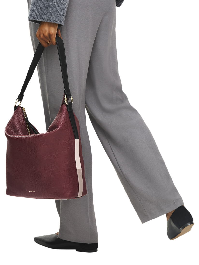 Product image 6 of 6, which shows Radley Waterloo Way Zip Top Leather Medium Shoulder Bag, Merlot, One Size