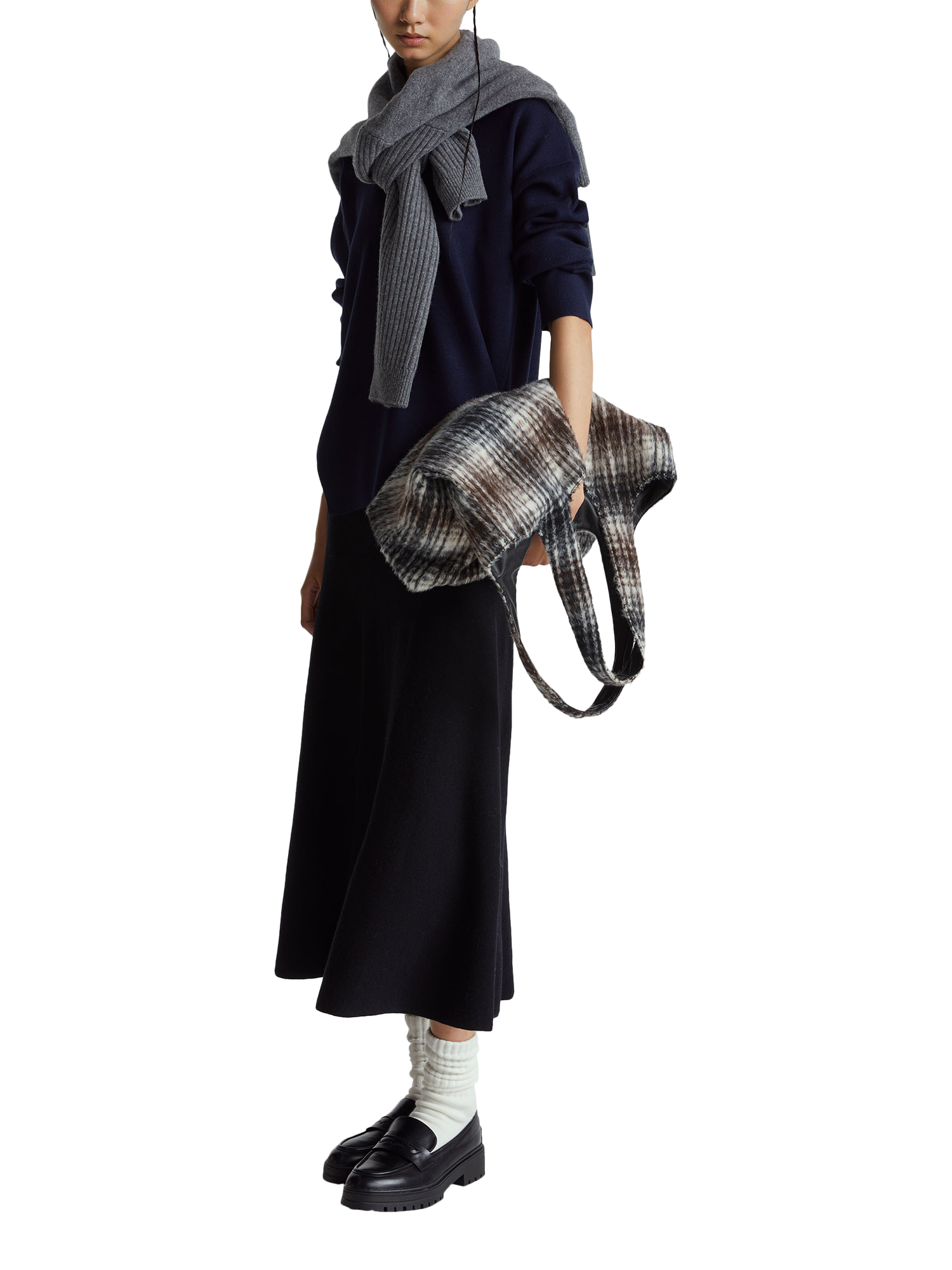 Product image 3 of 6, which shows Benetton Crew Neck Drop Shoulder Jumper, Blue, XS