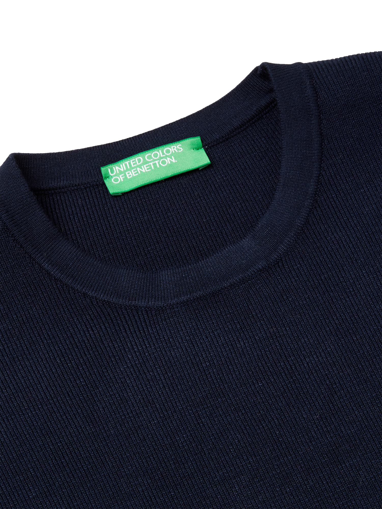 Product image 6 of 6, which shows Benetton Crew Neck Drop Shoulder Jumper, Blue, XS