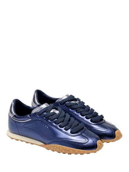 HOFF Bridge Metallic Leather Trainers, Metallic Blue - view 2, Metallic Blue