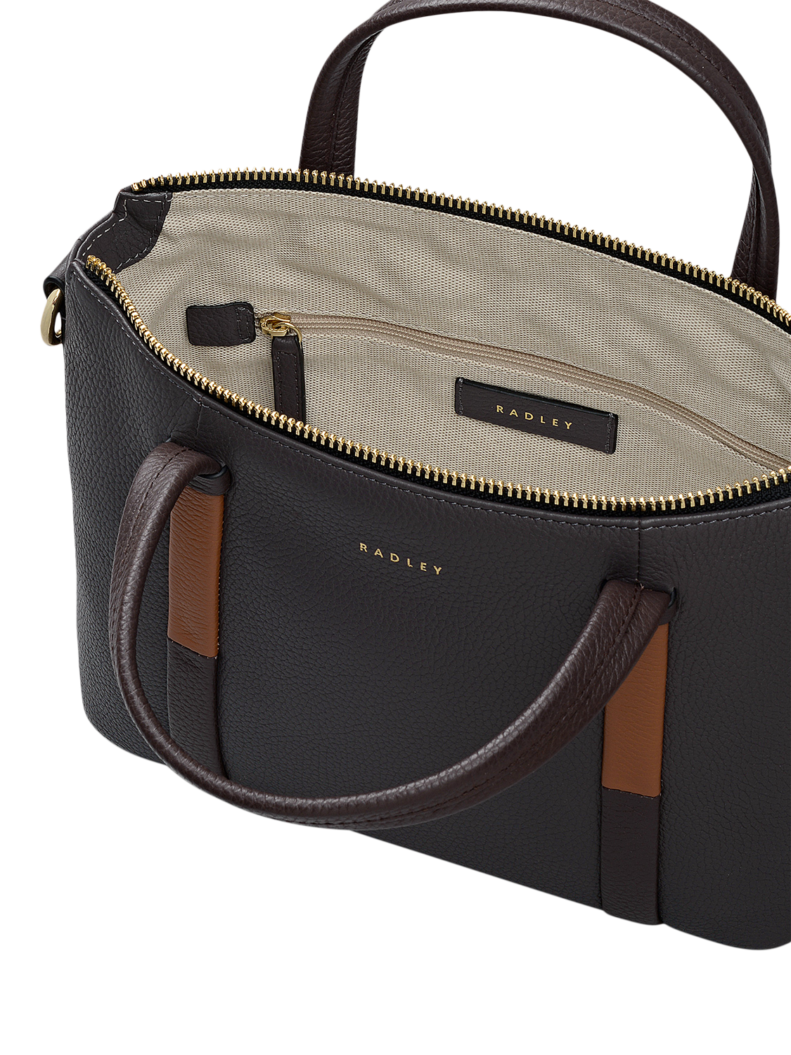 Product image 3 of 5, which shows Radley Waterloo Way Zip Top Leather Small Grab Bag, Thunder, One Size