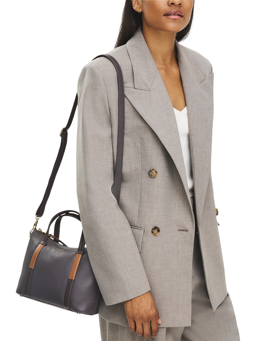 Product image 5 of 5, which shows Radley Waterloo Way Zip Top Leather Small Grab Bag, Thunder, One Size