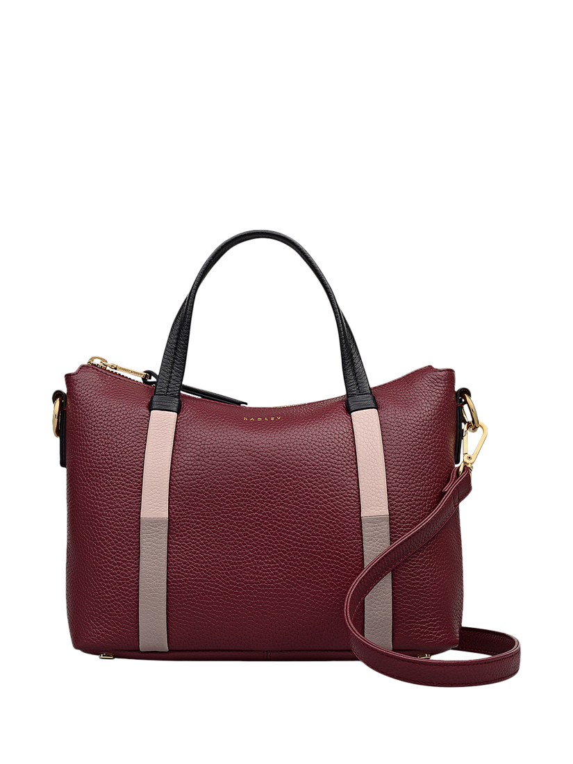 Product image 1 of 6, which shows Radley Waterloo Way Zip Top Leather Small Grab Bag, Merlot, One Size