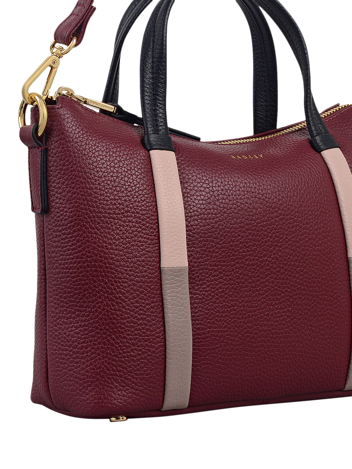 Product image 4 of 6, which shows Radley Waterloo Way Zip Top Leather Small Grab Bag, Merlot, One Size