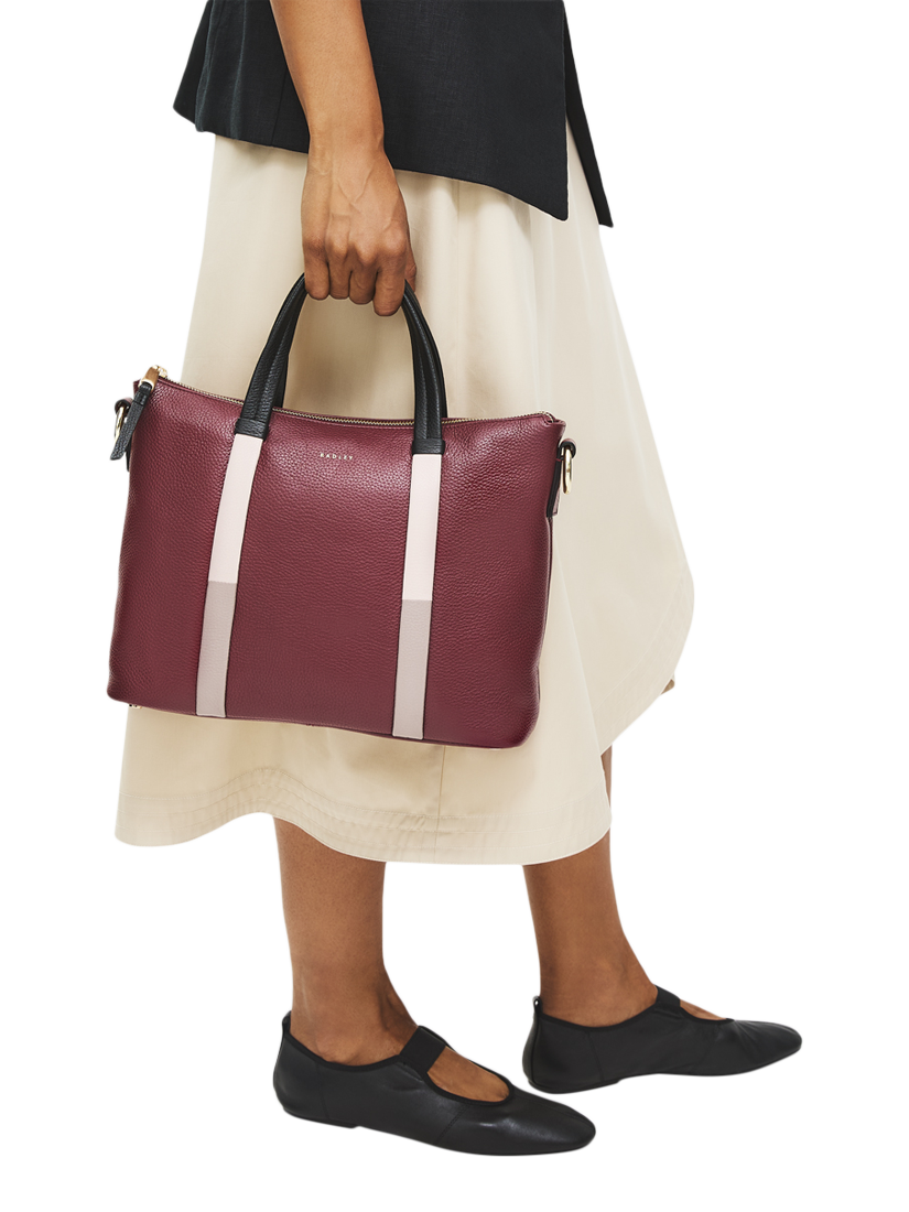 Product image 6 of 6, which shows Radley Waterloo Way Zip Top Leather Small Grab Bag, Merlot, One Size