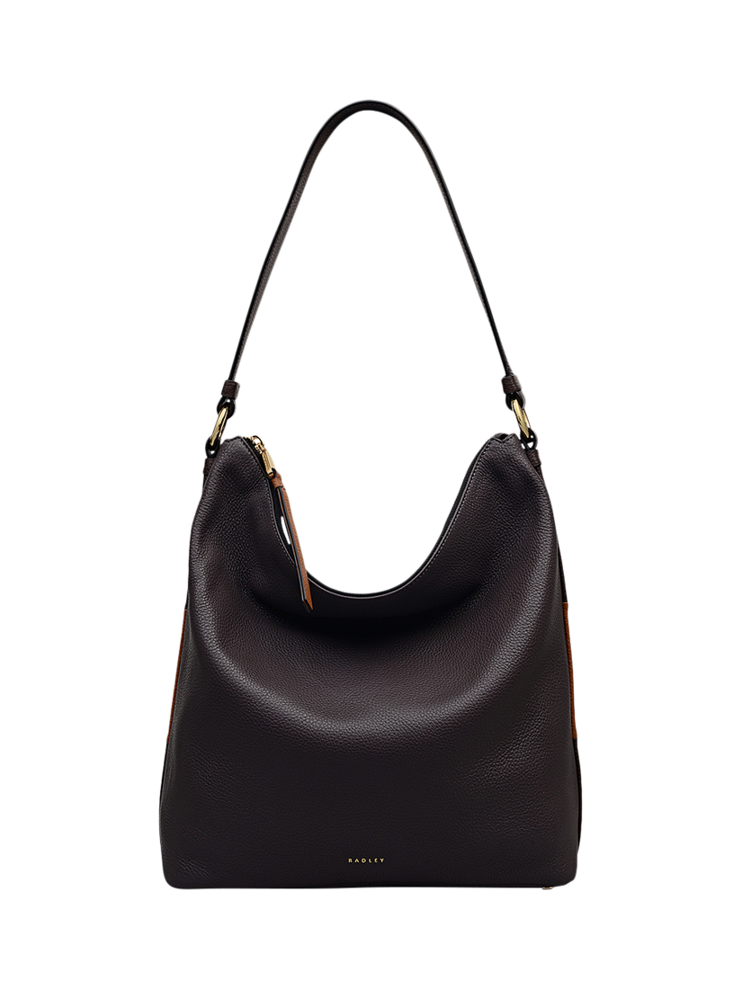 Product image 1 of 6, which shows Radley Waterloo Way Zip Top Leather Medium Shoulder Bag, Thunder, One Size
