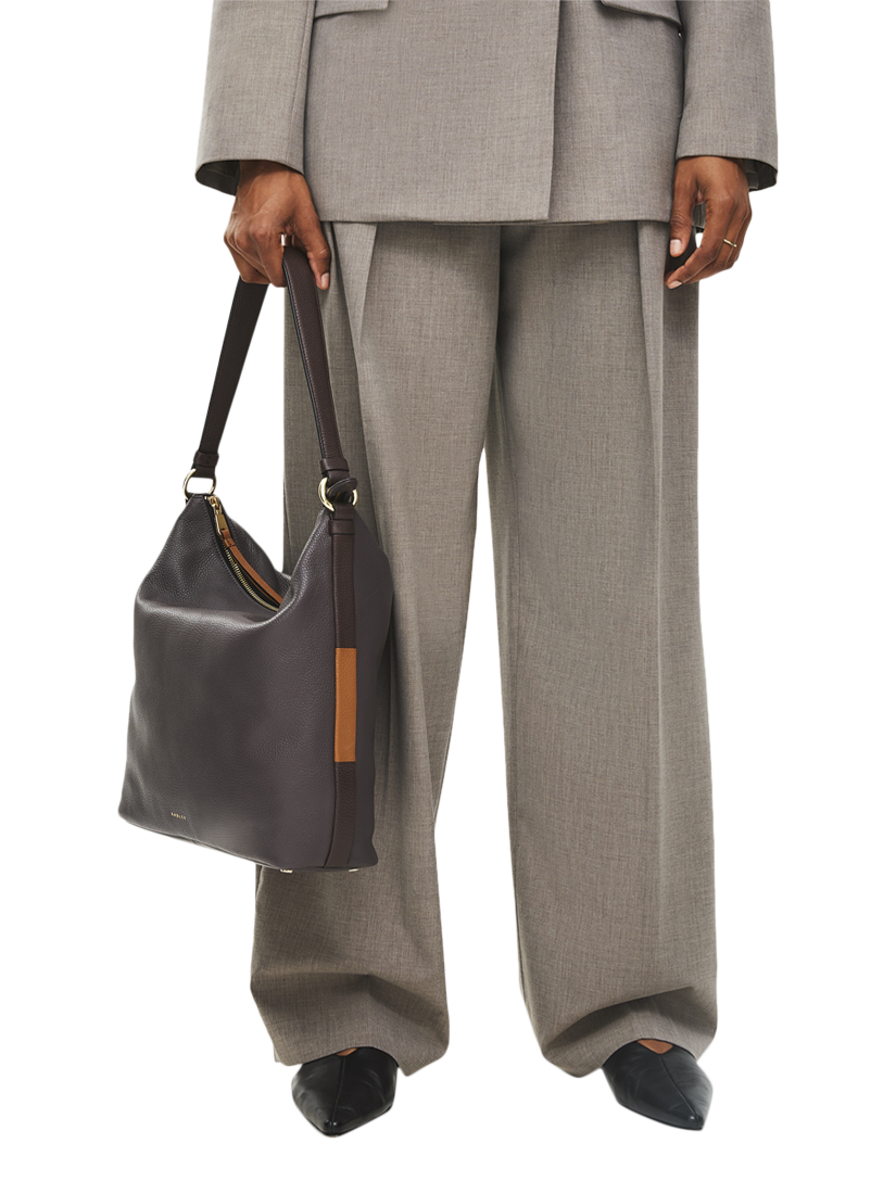 Product image 6 of 6, which shows Radley Waterloo Way Zip Top Leather Medium Shoulder Bag, Thunder, One Size