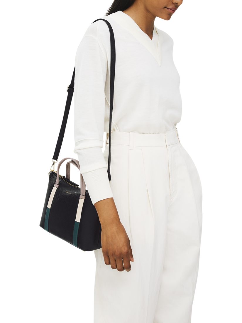 Product image 5 of 6, which shows Radley Waterloo Way Zip Top Leather Small Grab Bag, Black, One Size