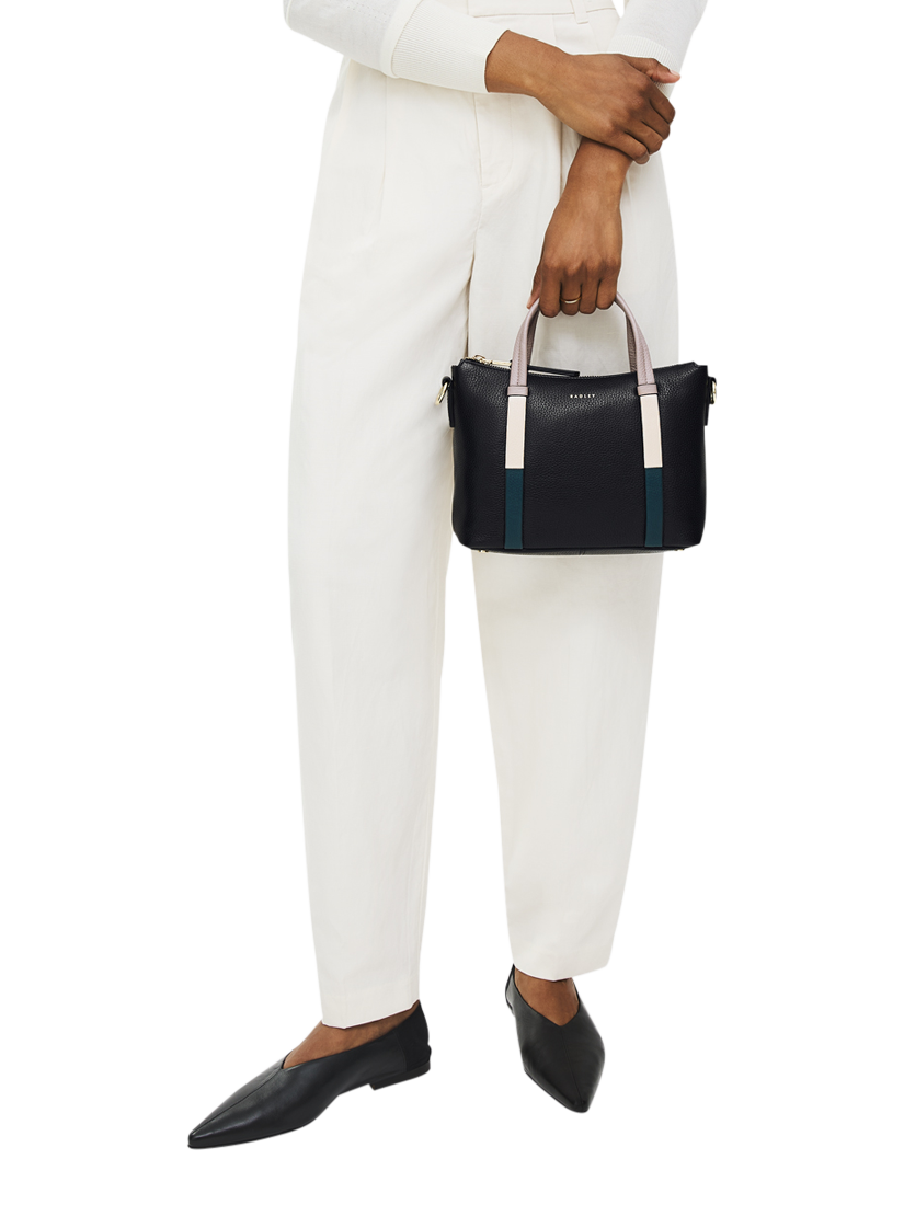 Product image 6 of 6, which shows Radley Waterloo Way Zip Top Leather Small Grab Bag, Black, One Size