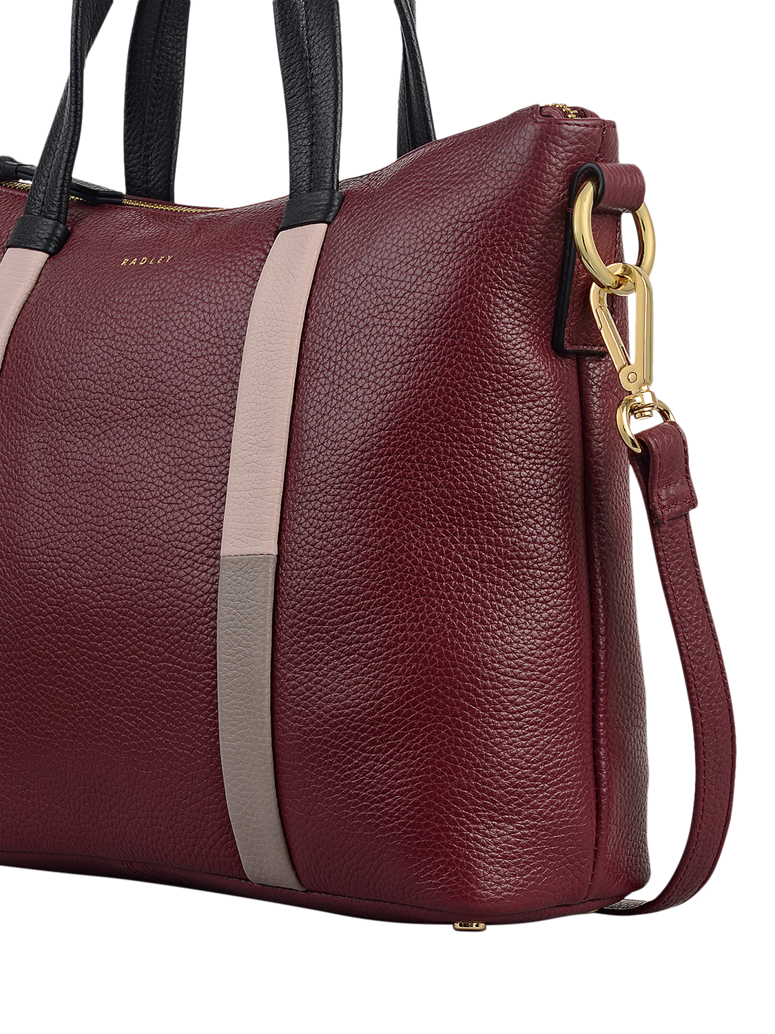 Product image 4 of 6, which shows Radley Waterloo Way Zip Top Leather Medium Grab Bag, Merlot, One Size