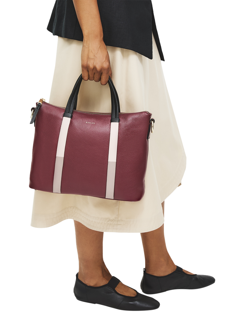 Product image 6 of 6, which shows Radley Waterloo Way Zip Top Leather Medium Grab Bag, Merlot, One Size