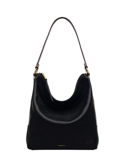 Radley Waterloo Way Zip Top Leather Medium Shoulder Bag, Black