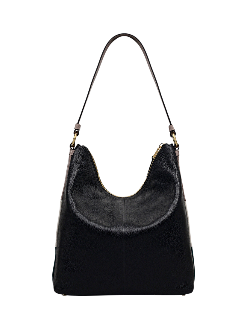 Product image 2 of 6, which shows Radley Waterloo Way Zip Top Leather Medium Shoulder Bag, Black, One Size