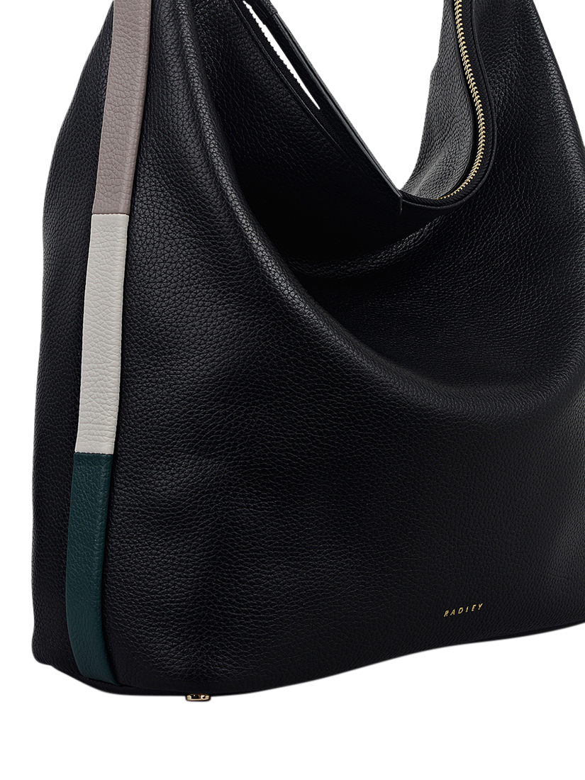 Product image 4 of 6, which shows Radley Waterloo Way Zip Top Leather Medium Shoulder Bag, Black, One Size