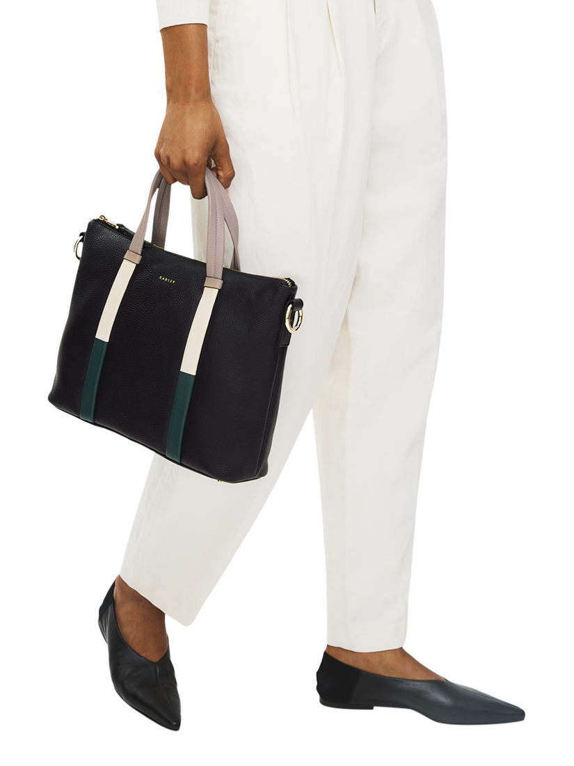 Product image 5 of 6, which shows Radley Waterloo Way Zip Top Leather Medium Grab Bag, Black, One Size