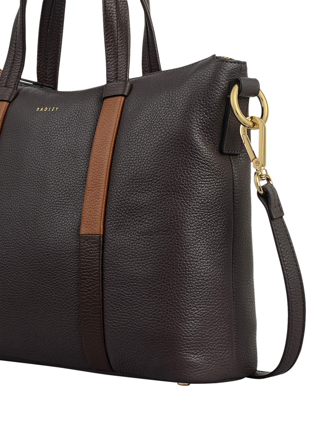 Product image 4 of 6, which shows Radley Waterloo Way Zip Top Leather Medium Grab Bag, Thunder, One Size