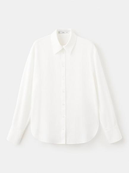 Mango Relaxed Long Sleeve Shirt, White, White