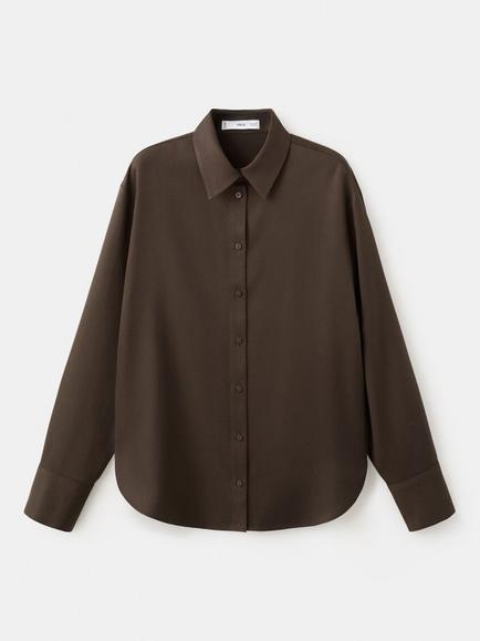 Mango Camisa Lima Relaxed Shirt, Brown, Brown