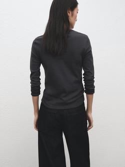 Mango Crew Neck Long Sleeve Top - view 2, Grey