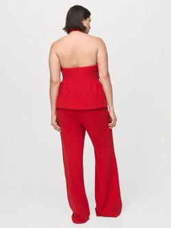 Mango High Rise Wide Leg Tailored Trousers, Red - view 2, Red