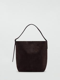 Mango Suede Bucket Bag, Brown, Brown