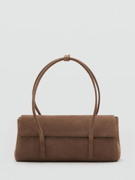 Mango Suede Satchel Bag, Brown, Brown