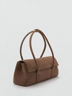 Mango Suede Satchel Bag, Brown - view 2, Brown