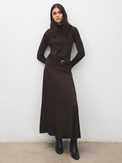 Mango Mock Neck Contour Jumper, Chocolate