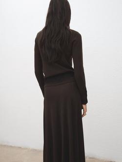 Mango Mock Neck Contour Jumper - view 2, Chocolate