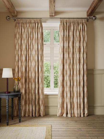 John Lewis Alta Pair Lined Pencil Pleat Curtains, Soft Caramel - view 2, Soft Caramel