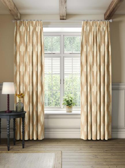 John Lewis Alta Pair Lined Pencil Pleat Curtains, Soft Caramel, Soft Caramel