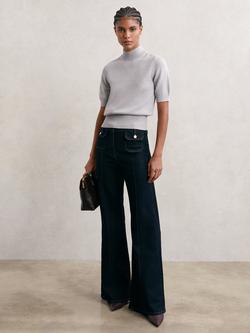 Reiss Aria Funnel Neck Knit Top, Grey, Grey