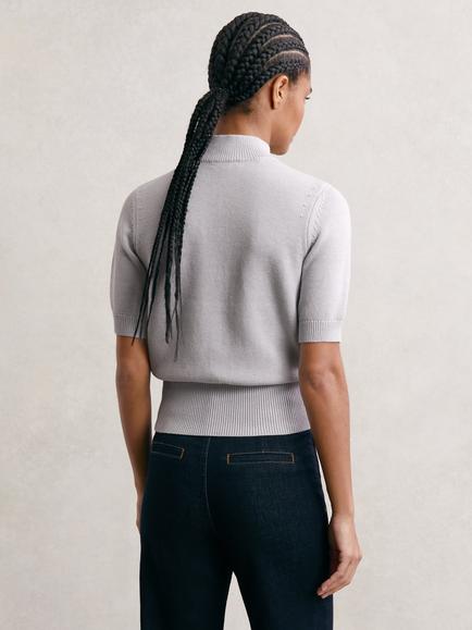 Reiss Aria Funnel Neck Knit Top, Grey - view 2, Grey