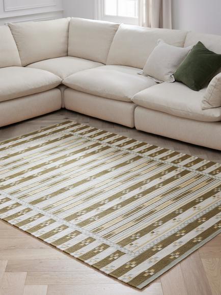 John Lewis Erika Kelim Flatweave Wool Rich Rug, Green - view 2, Green