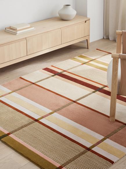 John Lewis Erno Check Tufted Pure Wool Rug, Butter - view 2, Butter