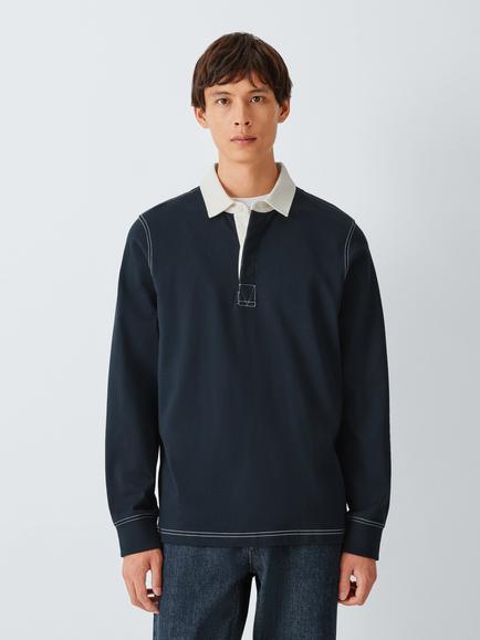 John Lewis Cotton Rugby Shirt, Navy, Navy