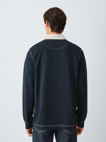 John Lewis Cotton Rugby Shirt, Navy - view 2, Navy