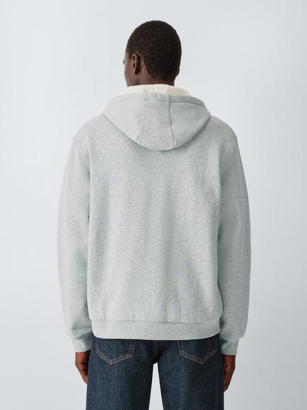 John Lewis Waffle Lined Cotton Rich Hoodie, Windchime - view 2, Windchime (lt Gry)