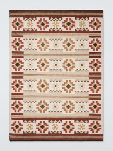 John Lewis Frida Kelim Flatweave Wool Rich Rug, Burnt Umber, Burnt Umber